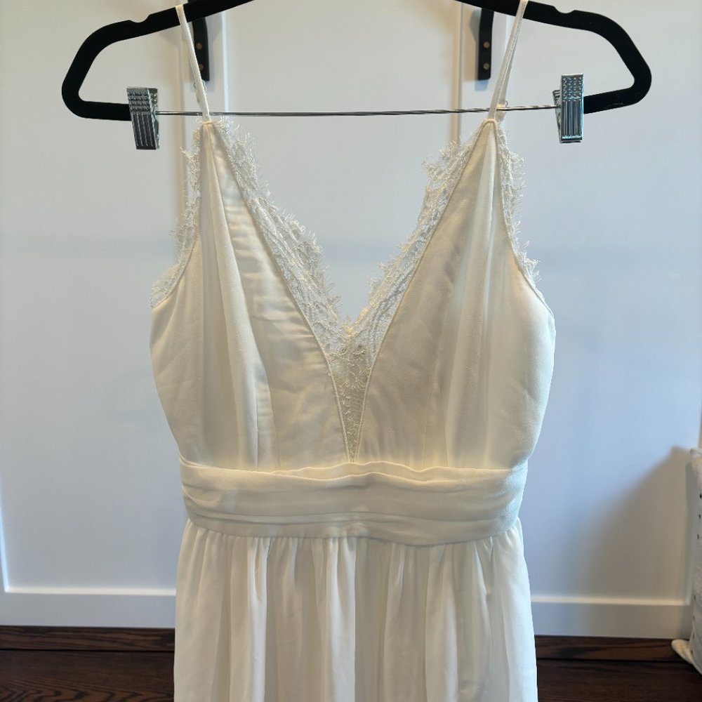 White Lace Slit Maxi Dress - Picture 7 of 8